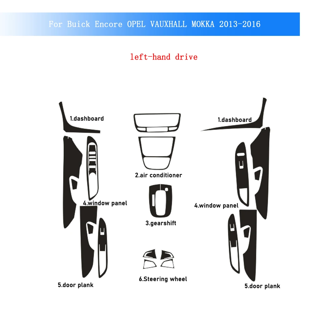 

Carbon Fiber For Buick Encore OPEL VAUXHALL MOKKA Car Film Interior Sticker Center Console Gear Dashboard Door Handle Lift Panel