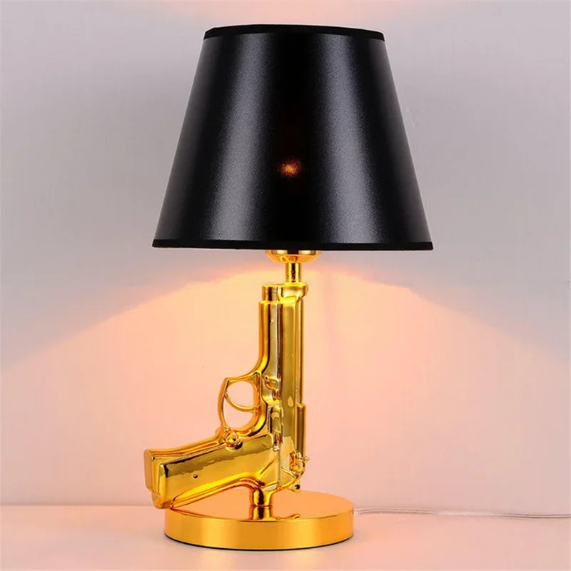 Modern Lounge AK47 Gold Silver 18K Gun Floor Lamps For Living Bed Table Light Home Decor Bedroom Lamp Bedside