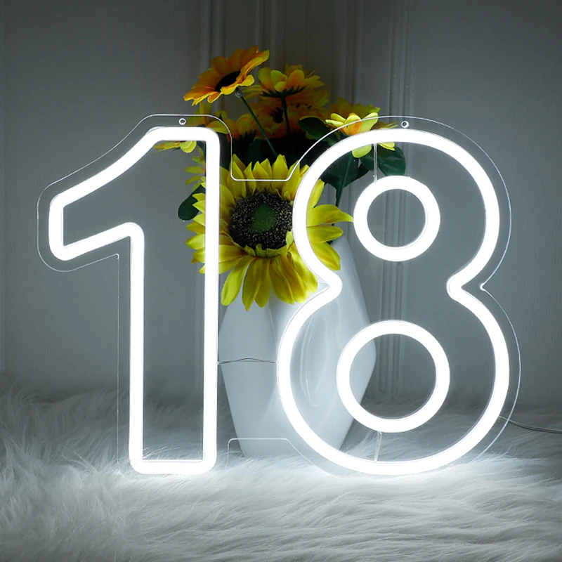 10 Styles Birthday Table Number Neon Sign,Desk Lamp Night Light Wedding LED Neon Sign Custom Number Letter Sign Wedding