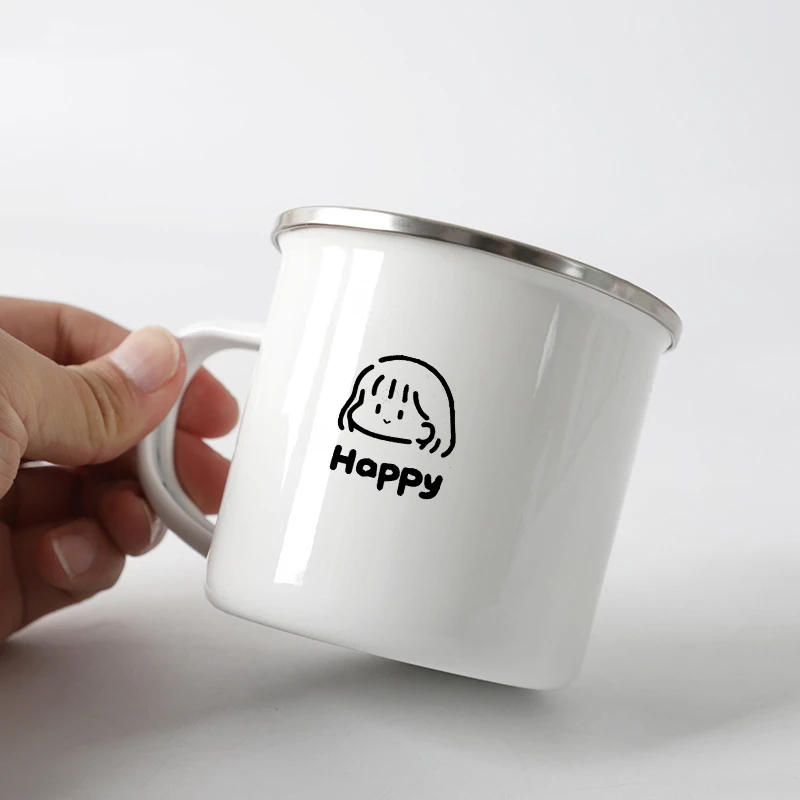 Personalized metal couple water cup, simple and fashionable enamel cup, wine cup, beverage cup, meaningful Valentine's Day gift - Detail 1