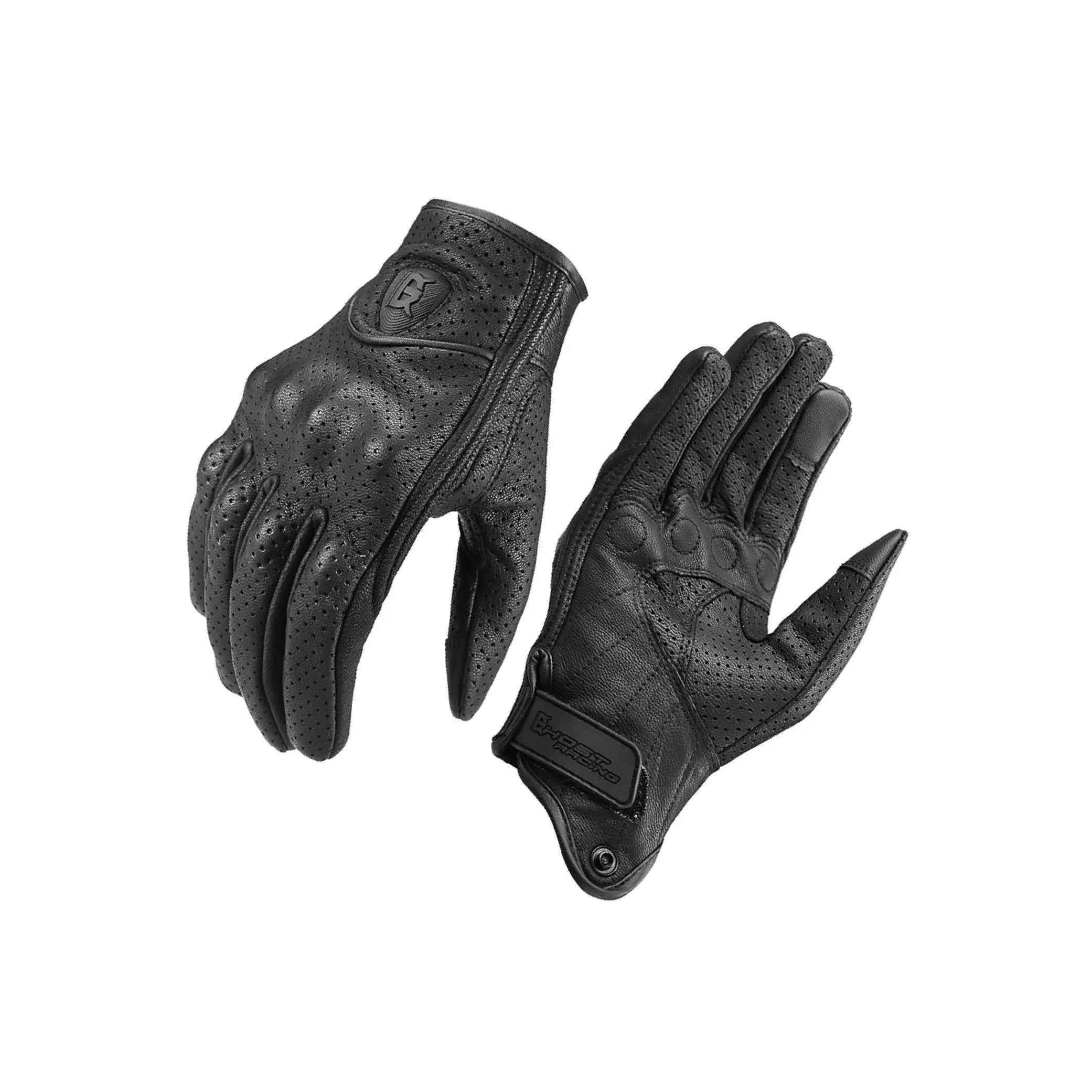 

Leather Motorbike Gloves Summer Full Finger Touchscreen for Men Women Black M