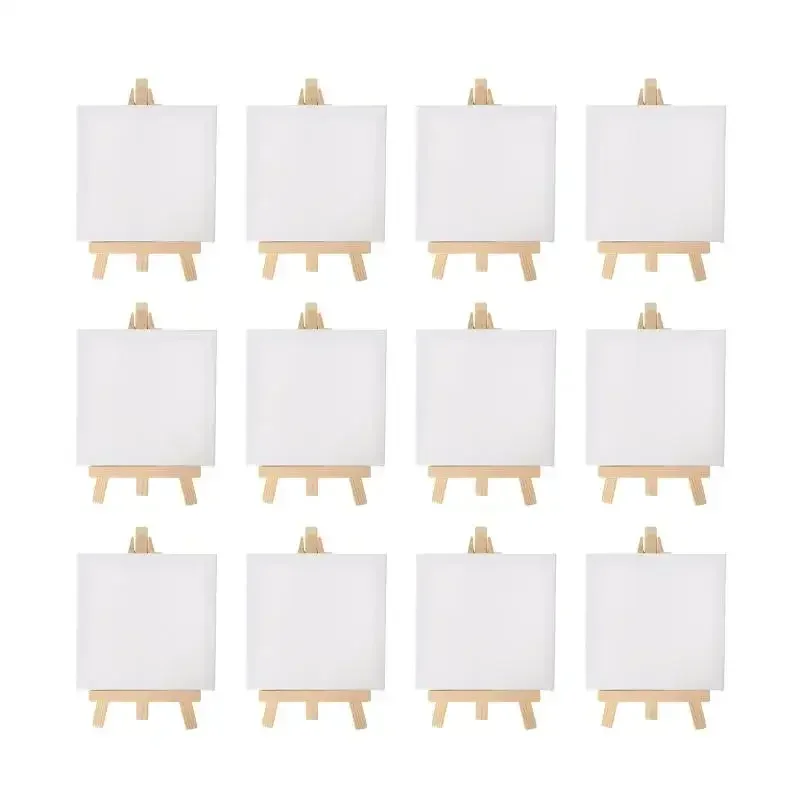 

Mini School Painting for Craft Drawing 12pcs DIY Artists Small +3 X3 Canvas Table 5 Easel Kids inch Set