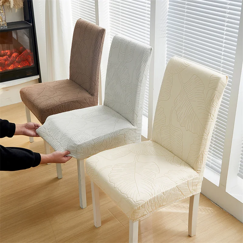 1/2/4/6pcs Jacquard Chair Covers for Dining Room Stretch Banquet Chair Slipcovers Elastic Spandex Kitchen Seat Proector Case