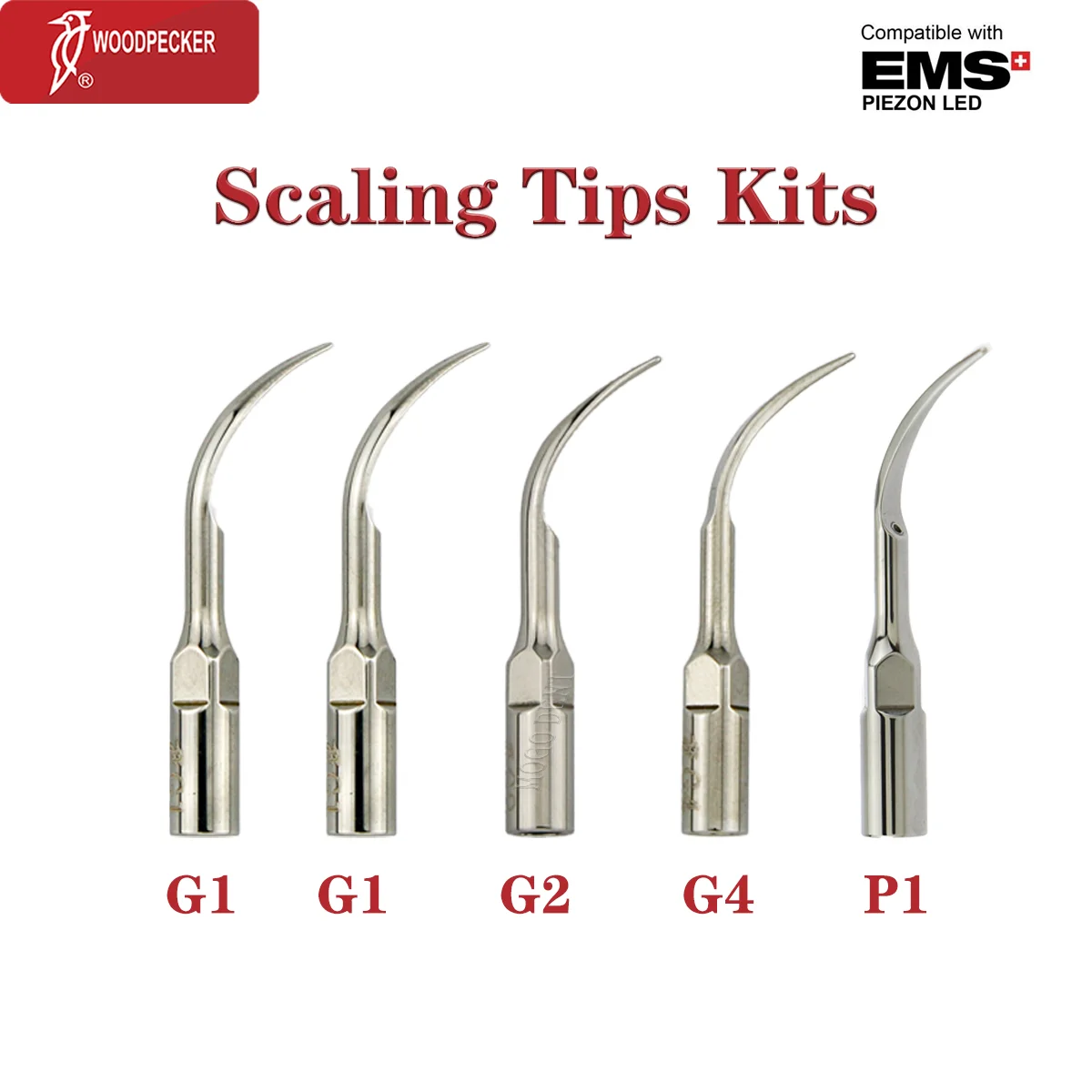 

Woodpecker Dental Ultrasonic Scaler Tips Scaling Tip G1 G2 G4 P1 For EMS Mectron Scaler Handpiece Dentistry Materials