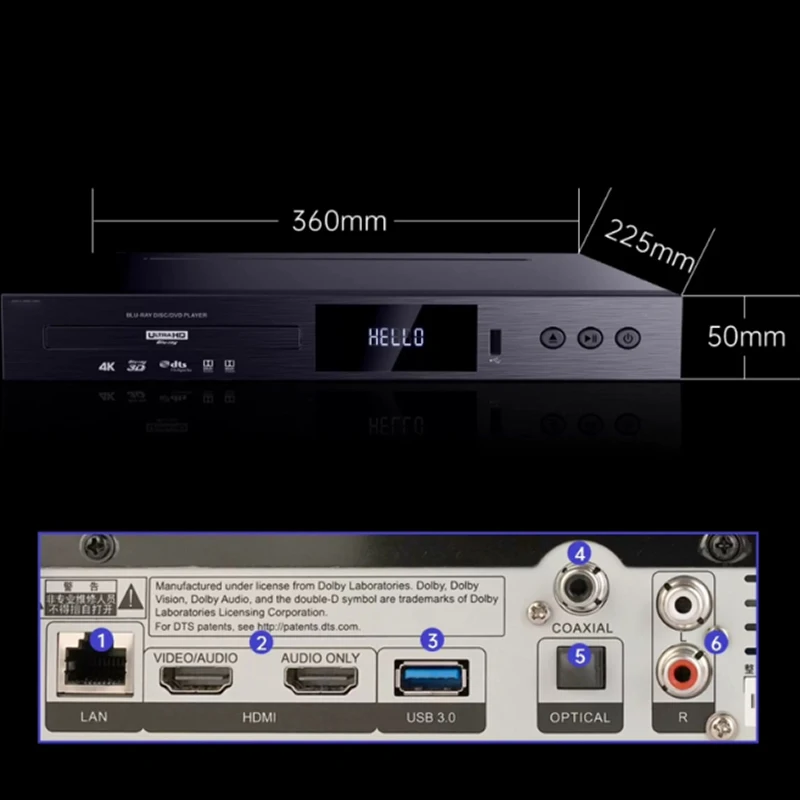 G5300 4K UHD Blu Ray Player DVD/VCD/CD All Region Support Dolby Vision Dolby Panoramic Sound USB Play Hard Drive Play