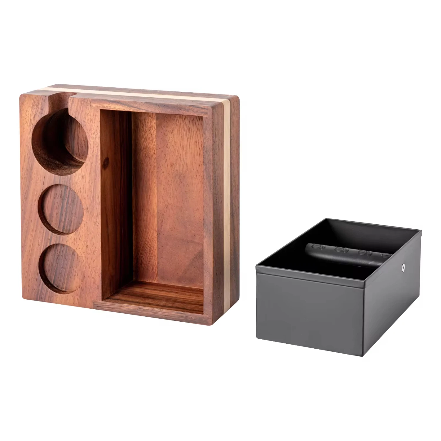 Wooden Espresso Knock Box Tamping Station Box 58mm Coffee Machine Accessories Coffee Knock Box Tamper Holder Saving Space Coffe