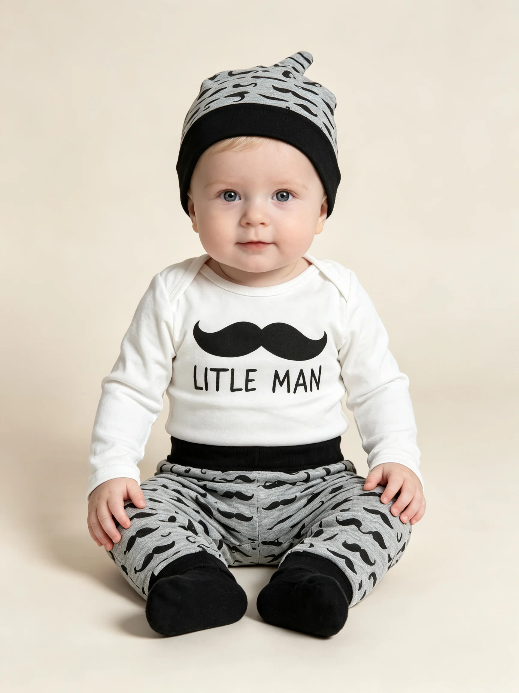 Baby Boys long sleeve tops pant hats 3pcs spring autumn infant kids clothes outfits
