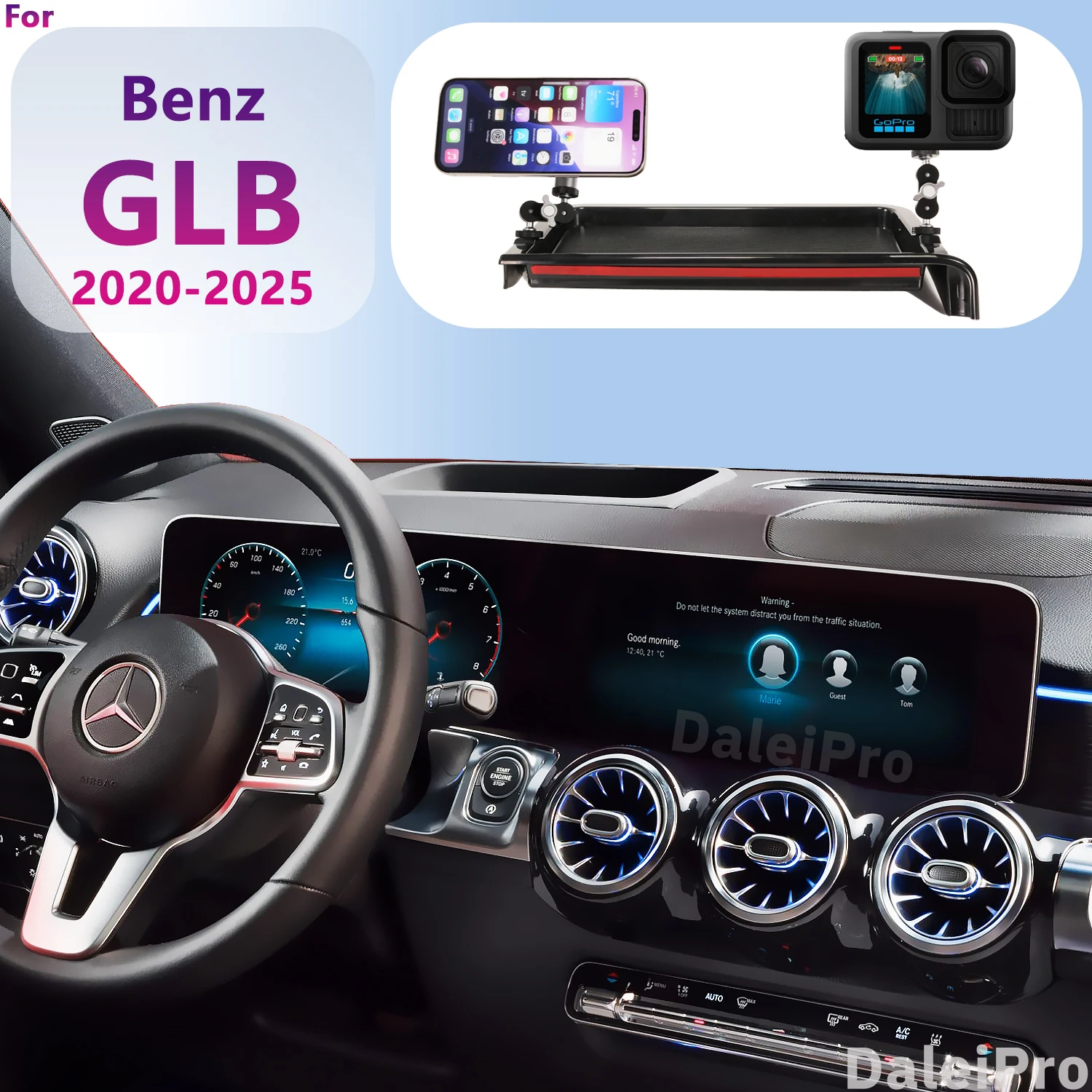 

Для Mercedes-Benz GLB 2020-2023 2024 2025 автомобильный многофункциональный ящик для хранения двойной держатель для телефона магнитное беспроводное зарядное устройство Magsafe