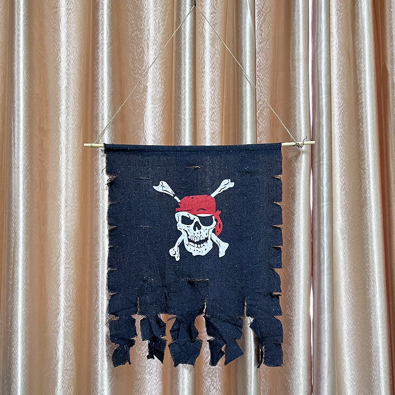 Pirate Theme Party Flag Skull Bone Pirate Flags Pirate Birthday Decor Props Happy Halloween Party Decoration Hanging Supplies