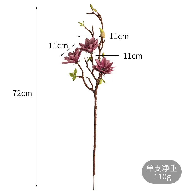 1 PCS 72cm Artificial Magnolia Silk Flower Branch Home Decor Table Room Decoration Gift F815