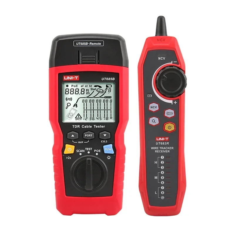 UT685B Kit TDR Cable Tester Pair Coaxial POE Network Cable Length Sequence Detector RJ11 RJ45 Plug Adapter Digital Meter