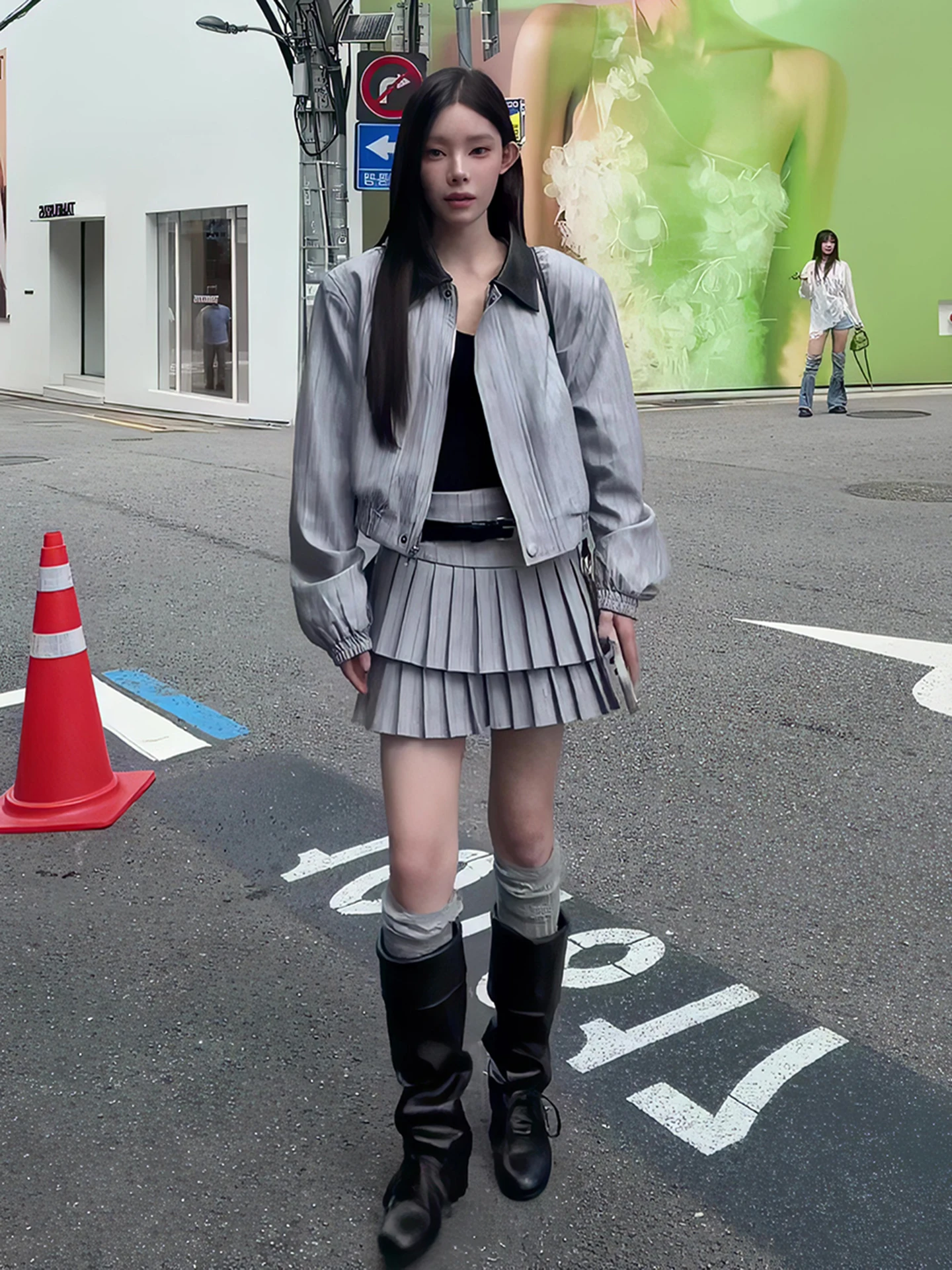 

Корейское пальто с кожаным воротником и высокой талией, двухслойная плиссированная юбка, женский комплект Faion, осень 2024, уникальный дизайн