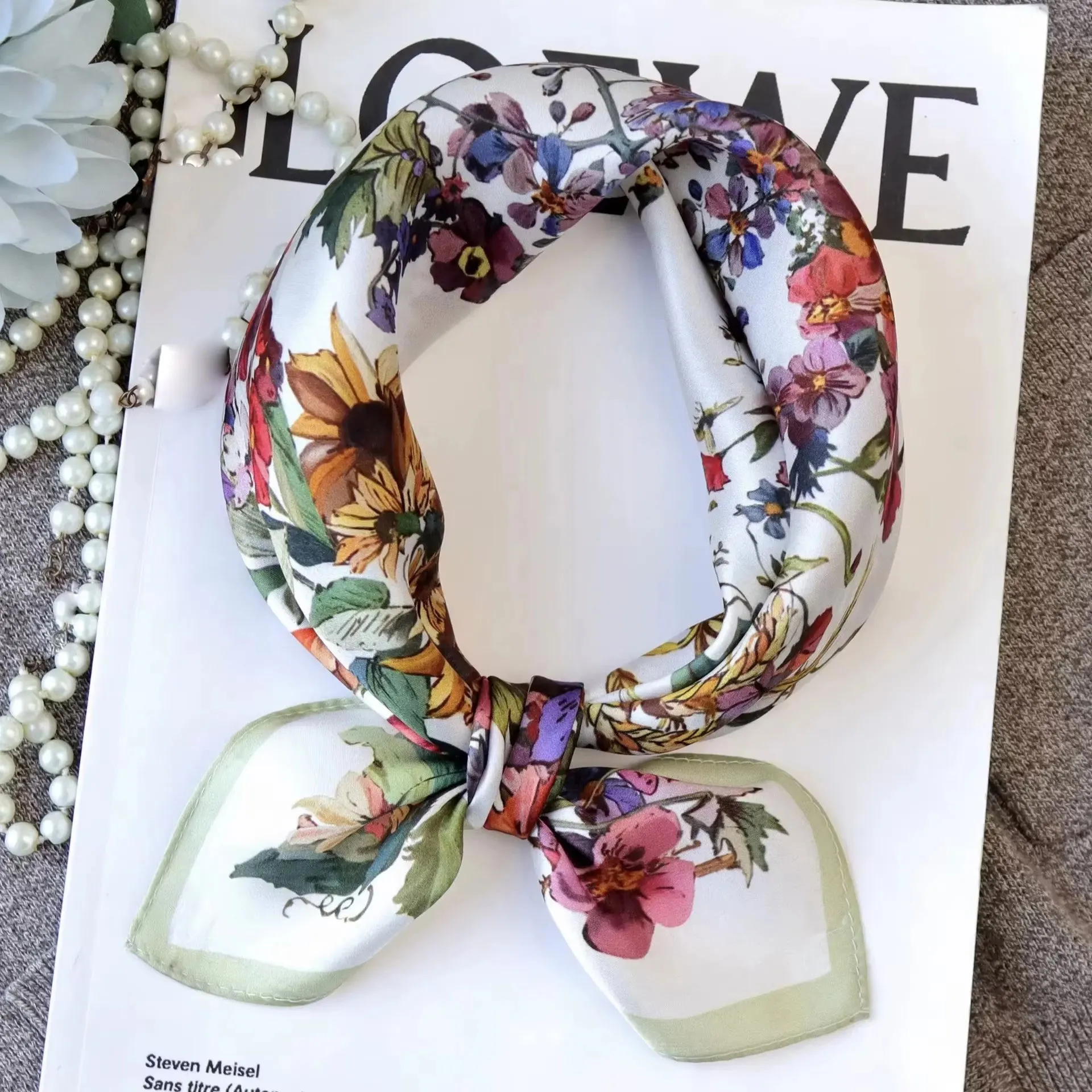 

100% Natural Real Silk Scarf Women Bandana Square Scarves Wrap Kerchief sjaals Fashion Luxury Summer Beach High Quality Hijab