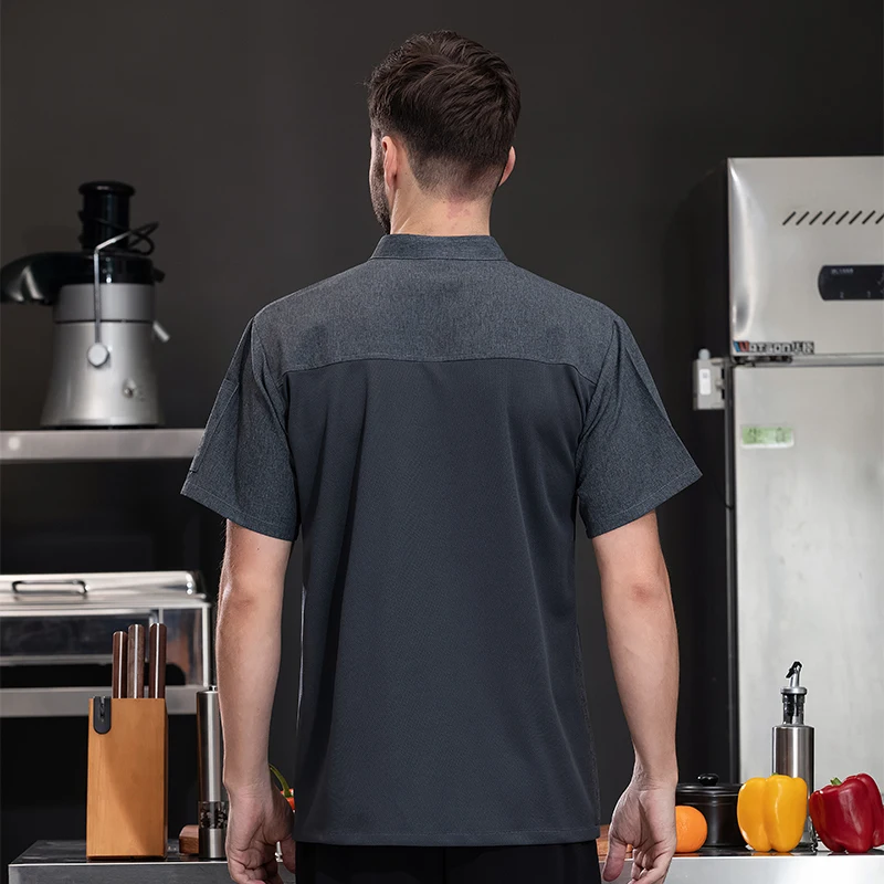 Restaurant Chef Uniform Men's Kitchen Clothing Hotel Waiter Shirt Catering Service Cooking Jacket Bakery Waiter Work Clothes