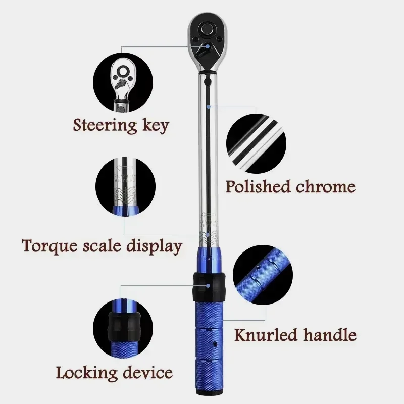 FUTE Bidirectional Ratchet Preset Adjustable Torque Wrench Non-slip Handle 1/2-3/8 Socket Professional Bicycle Automotive Tool