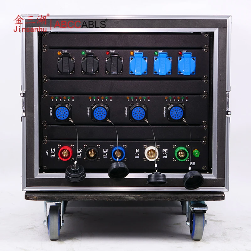 ABCCABLS 30 Channel 250A 3-Phase Stage Power Distribution Box with 4x 19Pin Socapex & 6x Schuko Outlets