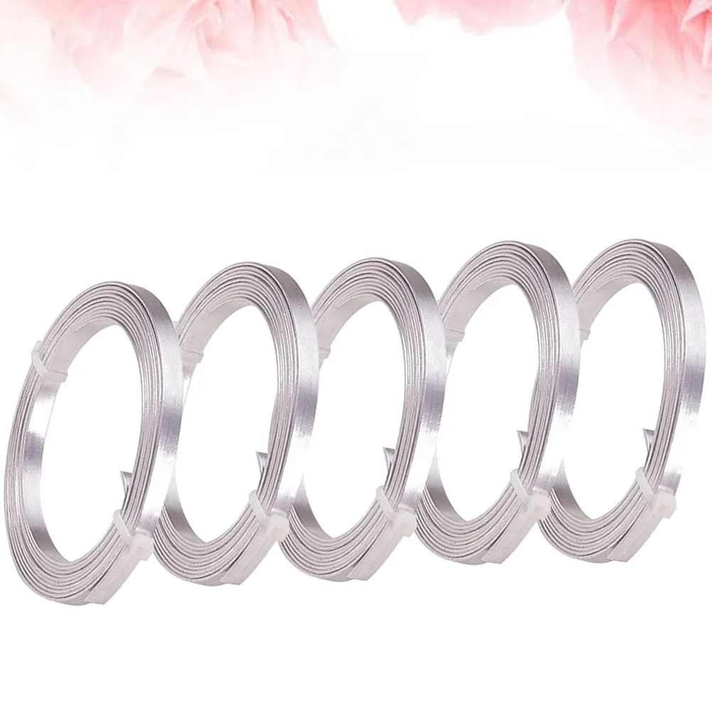 5 قطعة 5 لفات سلك الألومنيوم صنع المجوهرات عدة مرنة شقة Diy بها بنفسك أقراط سوار خلخال لوازم الحرف اليدوية الفضة 1 مللي متر 2 متر #1