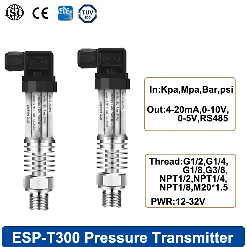 

High Temperature Pressure Sensor 0-10V 0-5v RS48 Out Measuring Range -1-0-1000bar G1/4 Connector Pressure Transmitter Transducer