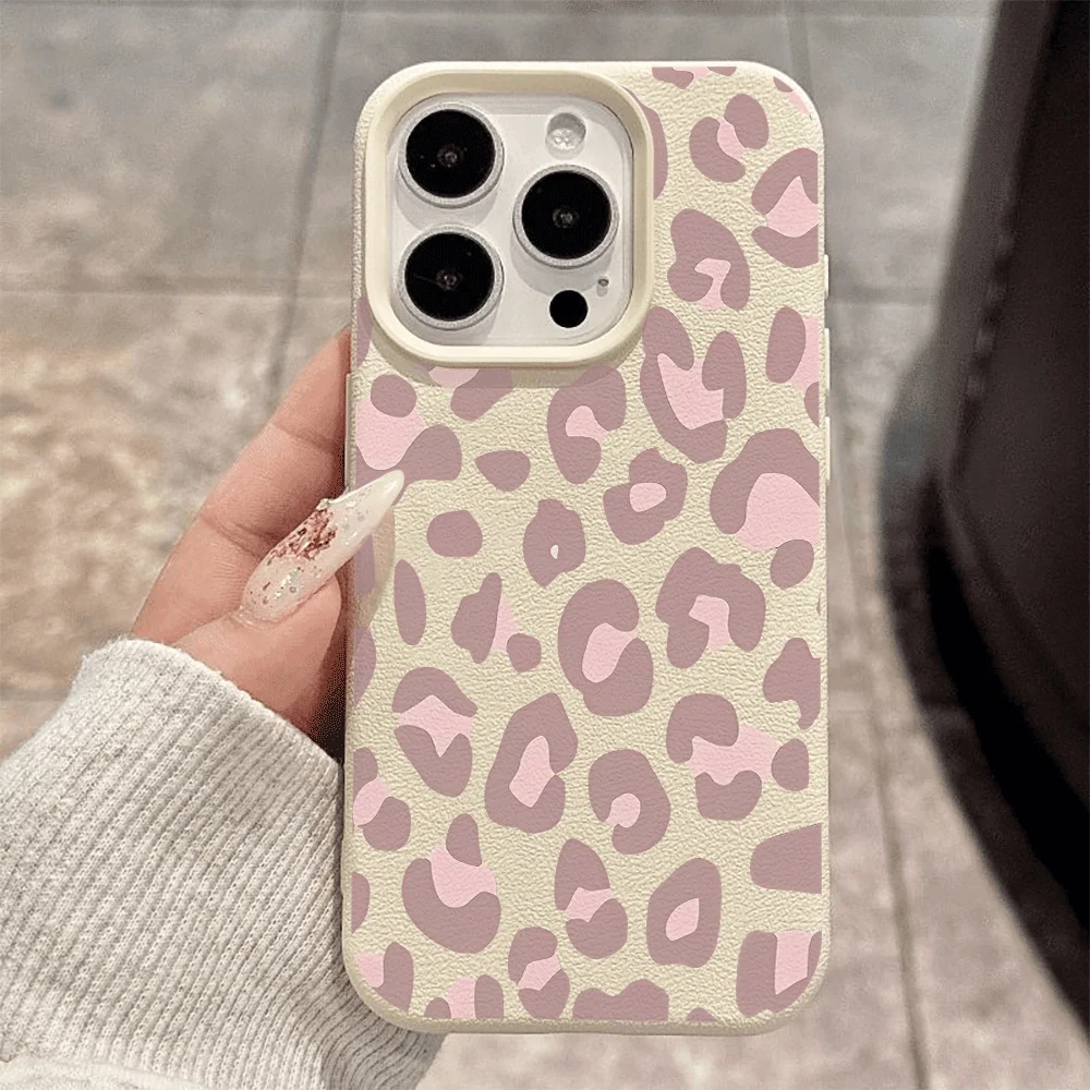 Pale Purple Leopard Print Phone Case For iPhone 17 16 15 14 13 12 Pro Max 16 15 14 Plus 17 16 15 Pro 17Air Silicone Matte Cover view 2