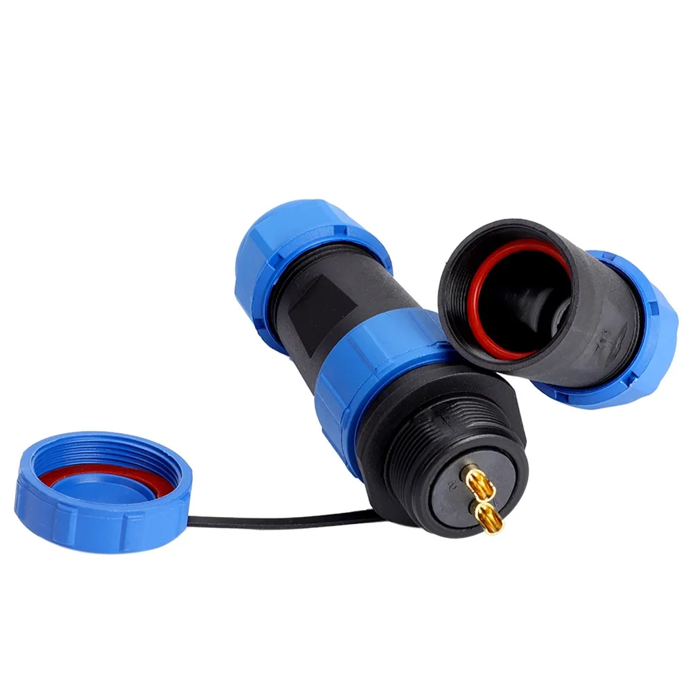 SP21 Waterproof Aviation Connector IP68 Docking Type Aviation Plug 2/3/4/5/7/12 Pin with Cap Cable in line Connector