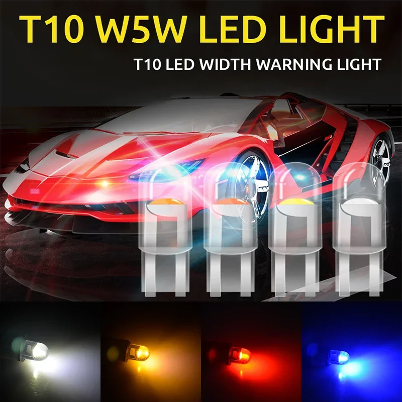 T10 W5W Canbus Glass COB 6000k Reading Dome Lamp Marker Wedge License PlateLight Bulb 168 194 192 DC 12V White Car LED Bulbs