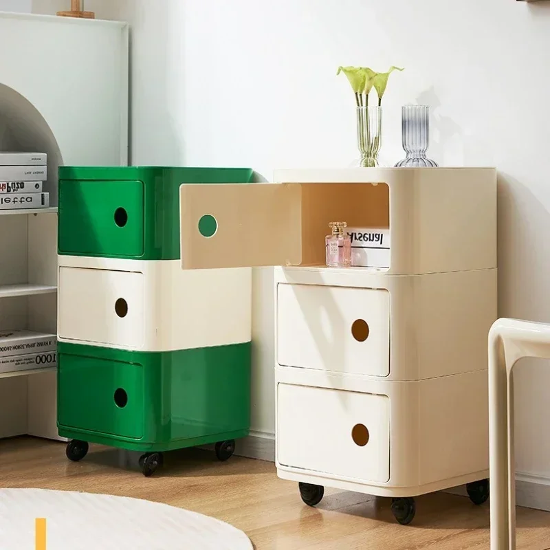 Retro bedside table, small apartment, multi-layer locker, antique style, simple side storage