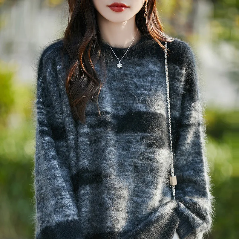 

Осень-зима, утепленный шерстяной новый шерстяной свитер с круглым вырезом, модный мягкий свитер с цветными блоками, женская одежда