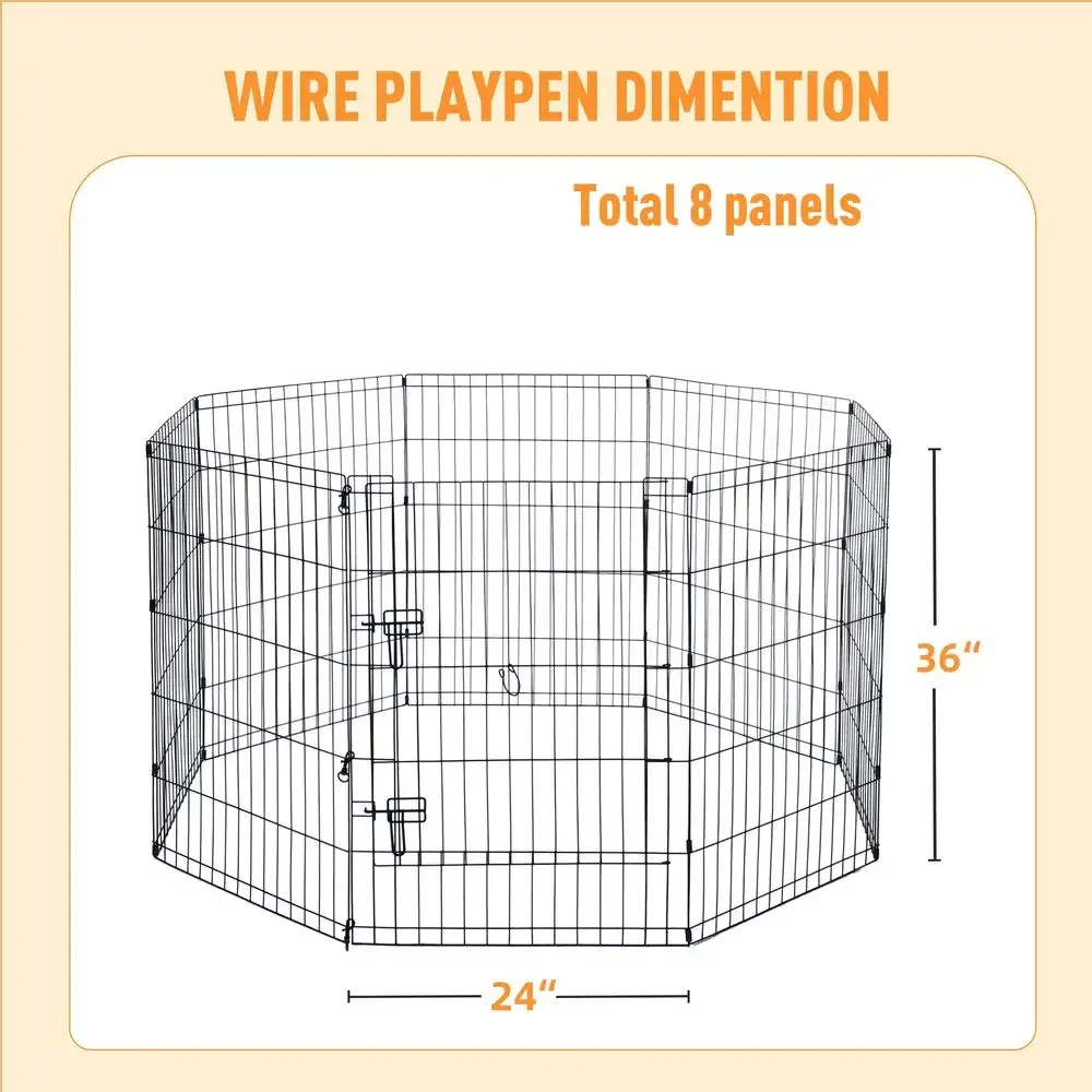 Customizable 8-Panel Pet Playpen With Door Dogs Up to 70 lbs Flexible Exercise and Play Area Portable and Convertible Heavy-Duty