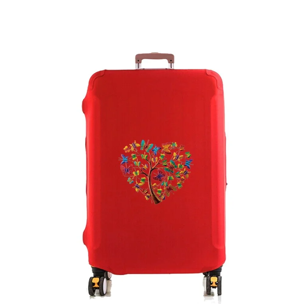 Elastic Luggage Cover Heart Tree Butterfly Print Suitcase Protector Dustproof Anti Scratch For 18 32 Inch Travel Case