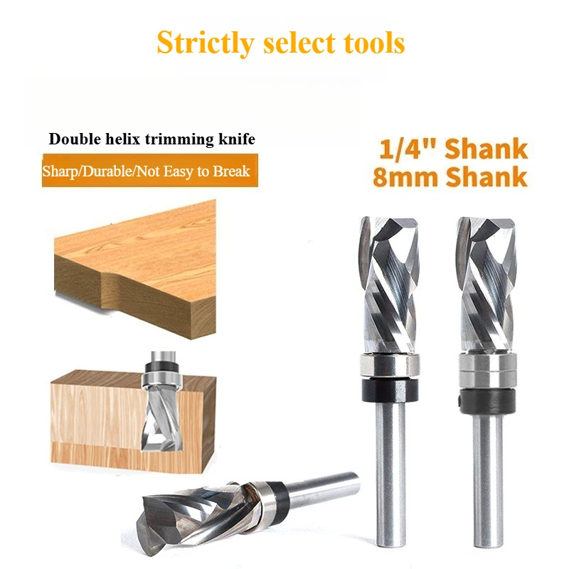 Double Helix Composite Alloy Trimming Router Bit One-piece Carving End Mill Woodworking Milling Cutting Tools