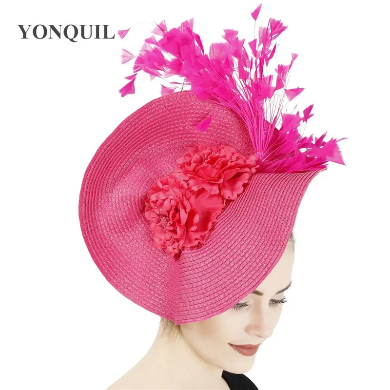 

Pink Vintage Hair Accessory Women Feather Fascinator Hair Clips Elegant Wedding Bridal Party Headpiece Prom Cocktail Headwear