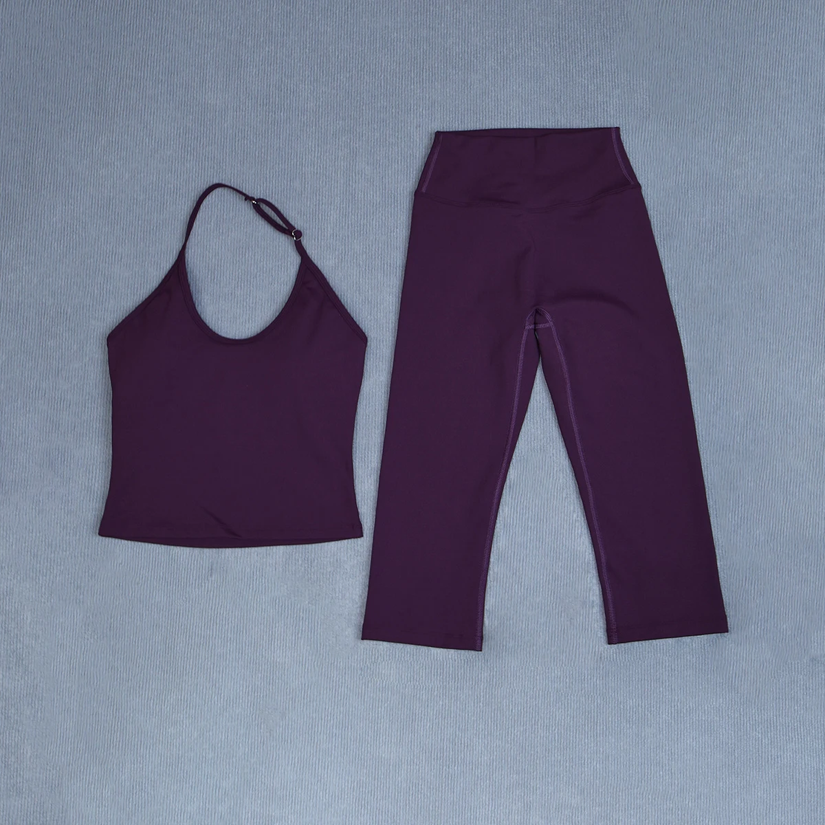 Damen Sommer-Sportset 2-teilig Ärmellose Stoßfeste Weste Capri-Leggings 3/4 Zweiteiliger Fitness-Yoga-Laufanzug für Outdoor-Aktivitäten – Detail 28