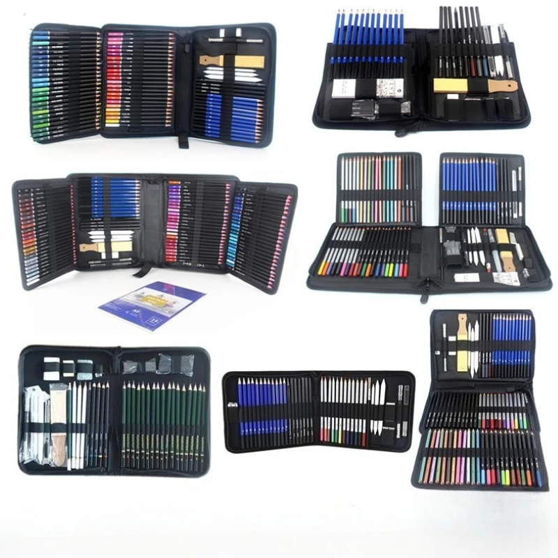 24-120pcs Professional Beginner Drawing Sketching Pencil Art Drawing Set Tools Hot Selling School Art Supplies Charcoal Pencils