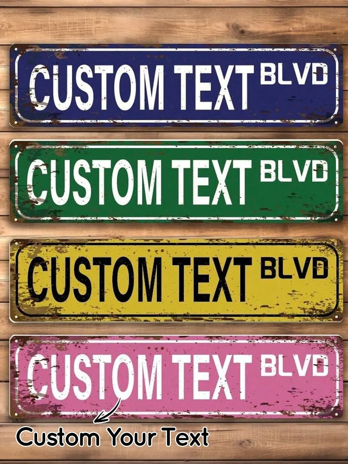 

Personalized Vintage Street Sign Metal Tin Wall Decor Custom Text Boulevard Plate for Farm House Living Room Unique Gift