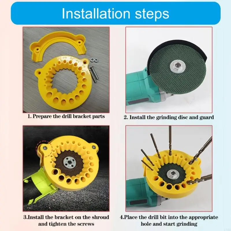 L9BE Multi Hole Drill Bit Sharpener Tool 19 Size Capacity 3.5-12.5mm For Angled Grinder Reshaping Polishing Grinding Tool
