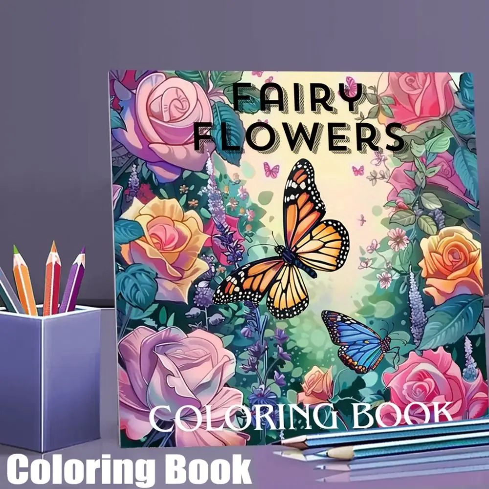 Creative Fairy Flowers Coloring Book Stress Relief Relaxation Gift Doodles Book DIY Graffiti Painting Book