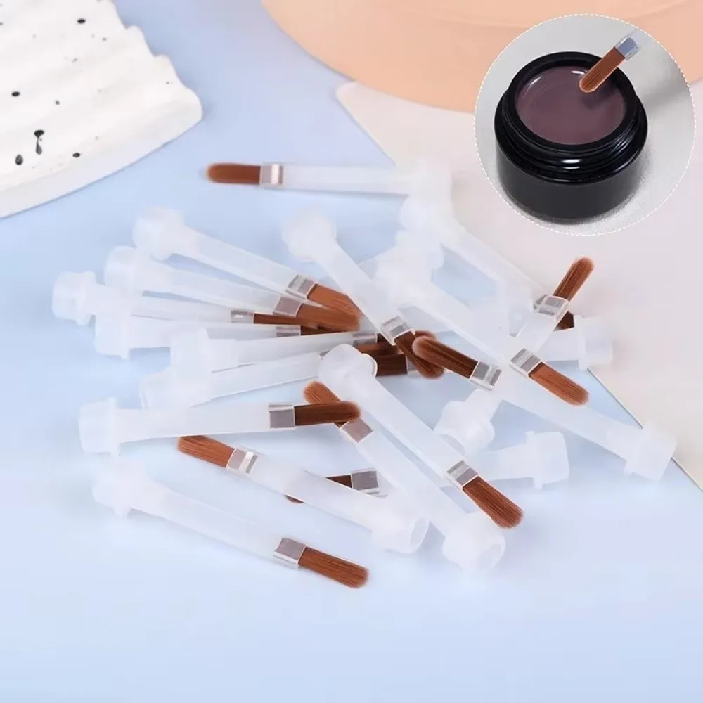 

10Pcs Disposable Nail Polish Brush Plastic Detachable Replacement Brush Brown Hair Nail Brush Tools Nail Art Brush Applicators