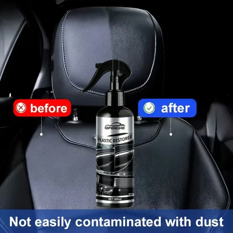 300ml Long-Lasting Plastic Restorer, Renews Faded Black Car Dashboards, Trims & Interior Parts