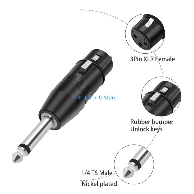 g8ta 3pin أنثى إلى 6.35mm 1/4inch trs موصلات صوت أحادية الذكور لمعدات الصوت الاحترافية