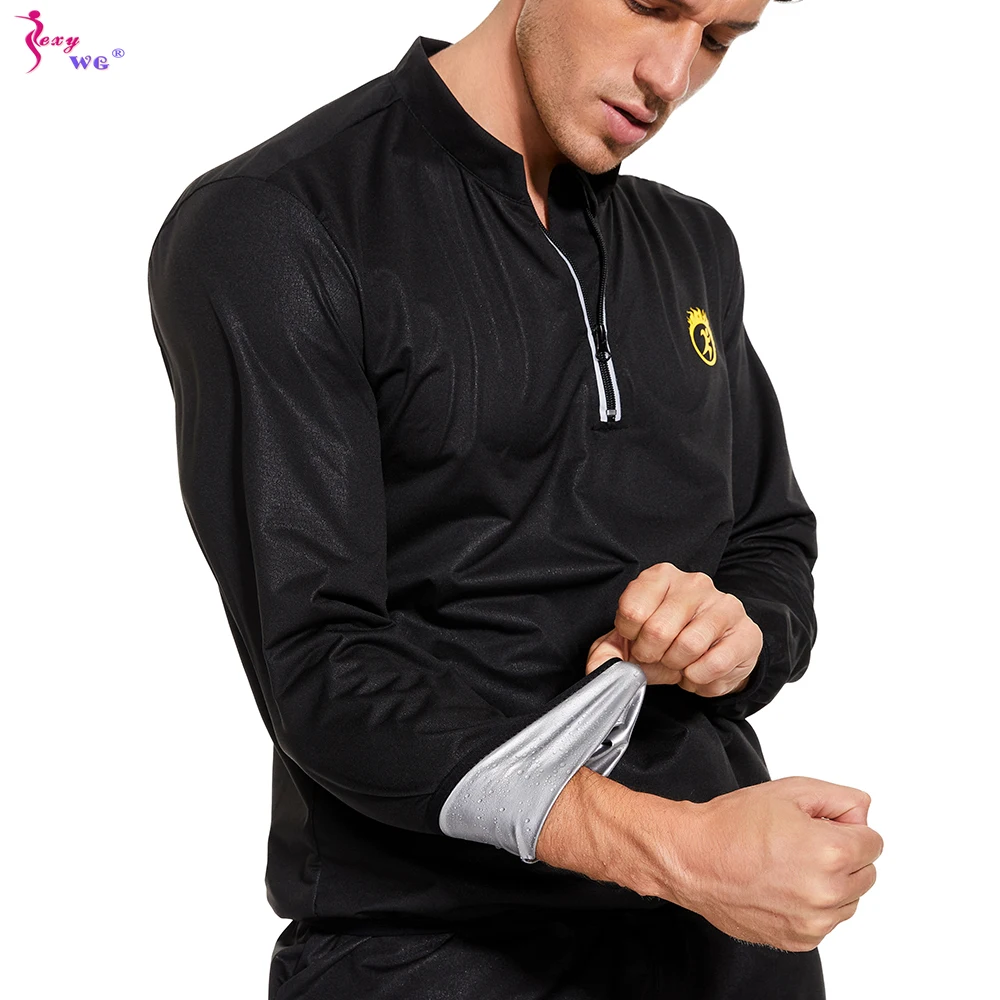 SEXYWG Men Sauna Sweat Shirt Slimming Body Shapers Weight Loss Top Fitness Fat Burning Sportwear Workout Sport Gym Long Sleeve