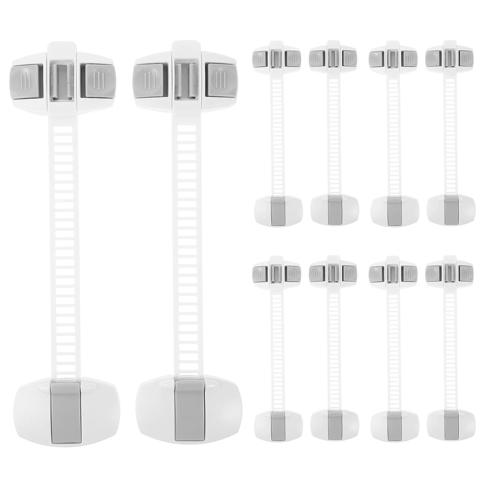 10 قطع قفل أمان متعدد الوظائف على شكل بسكويت، تصميم خزانة حماية الطفل، خزانة الثلاجة، درج، جهاز مضاد للقرصة، رمادي