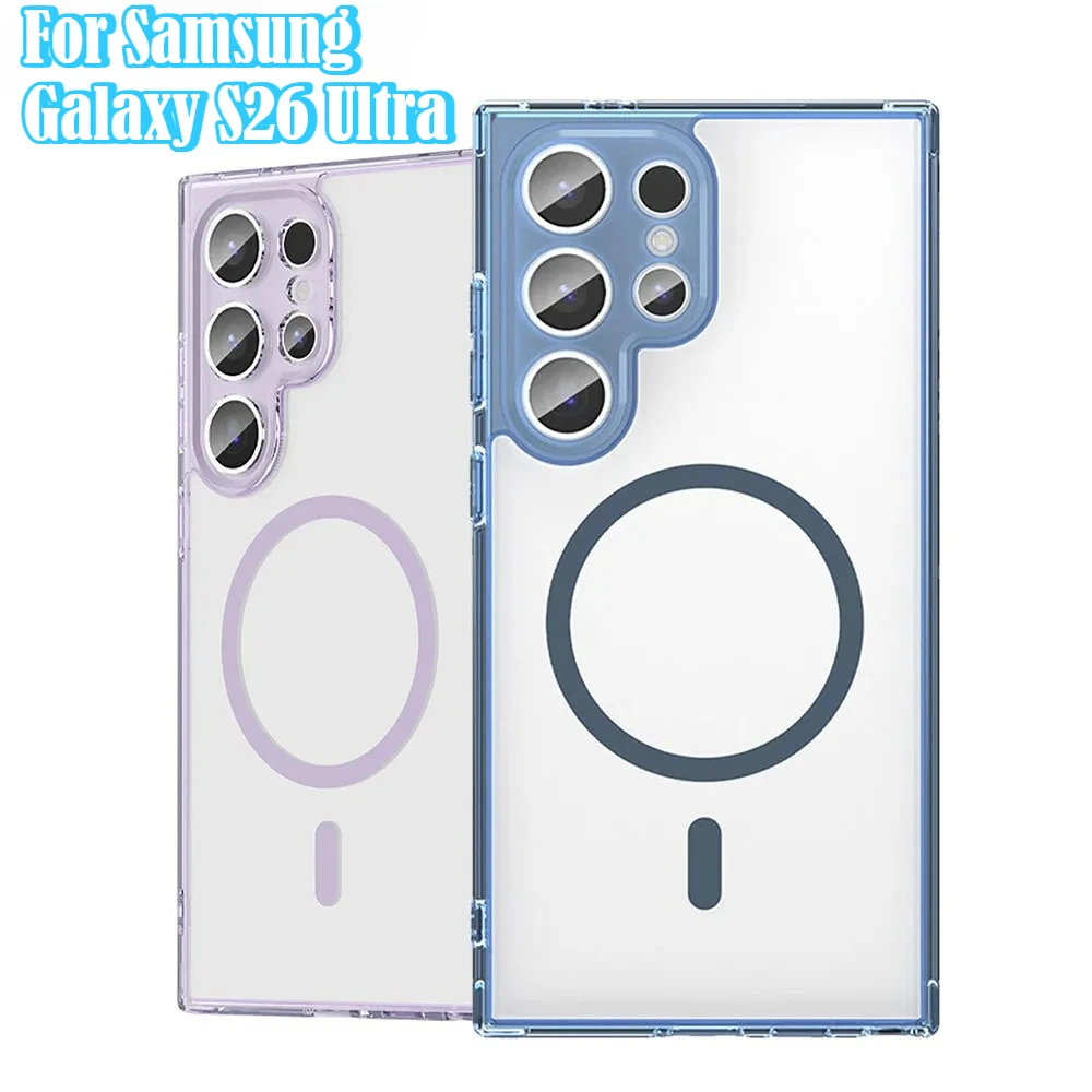For Magsafe Translucent Case for Samsung Galaxy S26 S25 Edge FE S24 Ultra Plus A57 A37 A17 A56 A36 A16 Hybrid Hard PC Soft Cover
