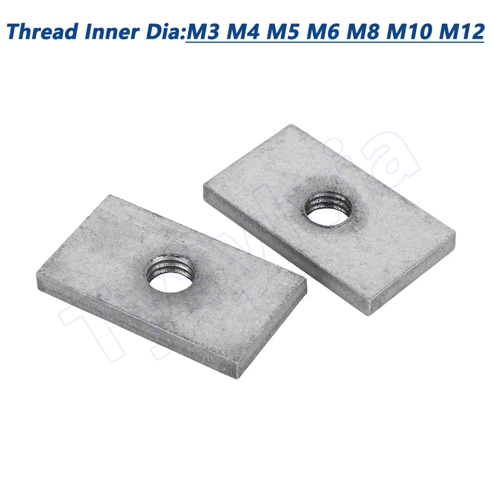 M3 M4 M5 M6 M8 M10 M12 304 Stainless Steel Square Slider Block Nut Rectangular Thin Nuts Length 10‑60mm for Aluminum Profile