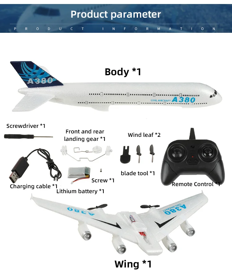 A380 Airplane Airbus RC Airplane Foam Toys 2.4G Glide Fixed Wing RTF Plane Outdoor Toys Drone Modle Easy Fly Children Gift