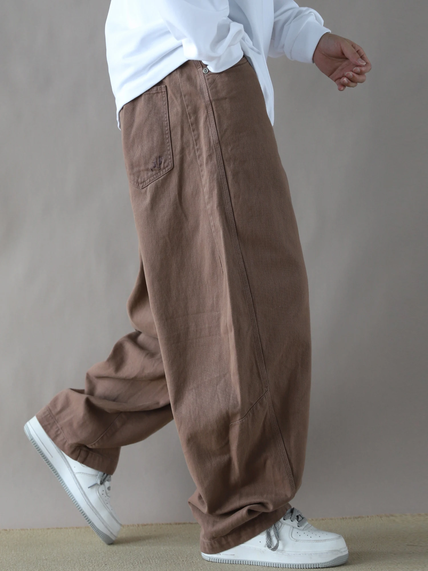 

Brown Mid-Waist Straight Leg Men's Casual Pants Loose Fit Workwear Trousers Spring Autumn Versatile 2025 Knife