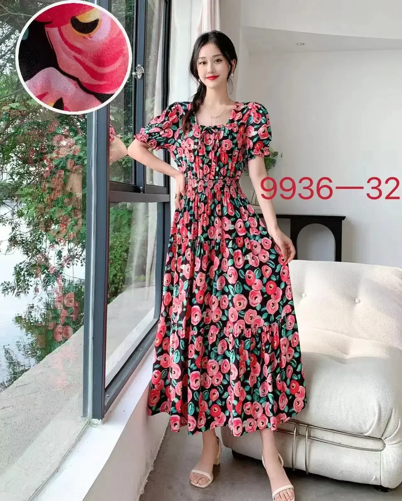 

Women's Summer Indian Dress Robe Floral Korean Long Vintage Cotton Bohemian 2025 Casual Vestidos Para Mujer New in Dresses