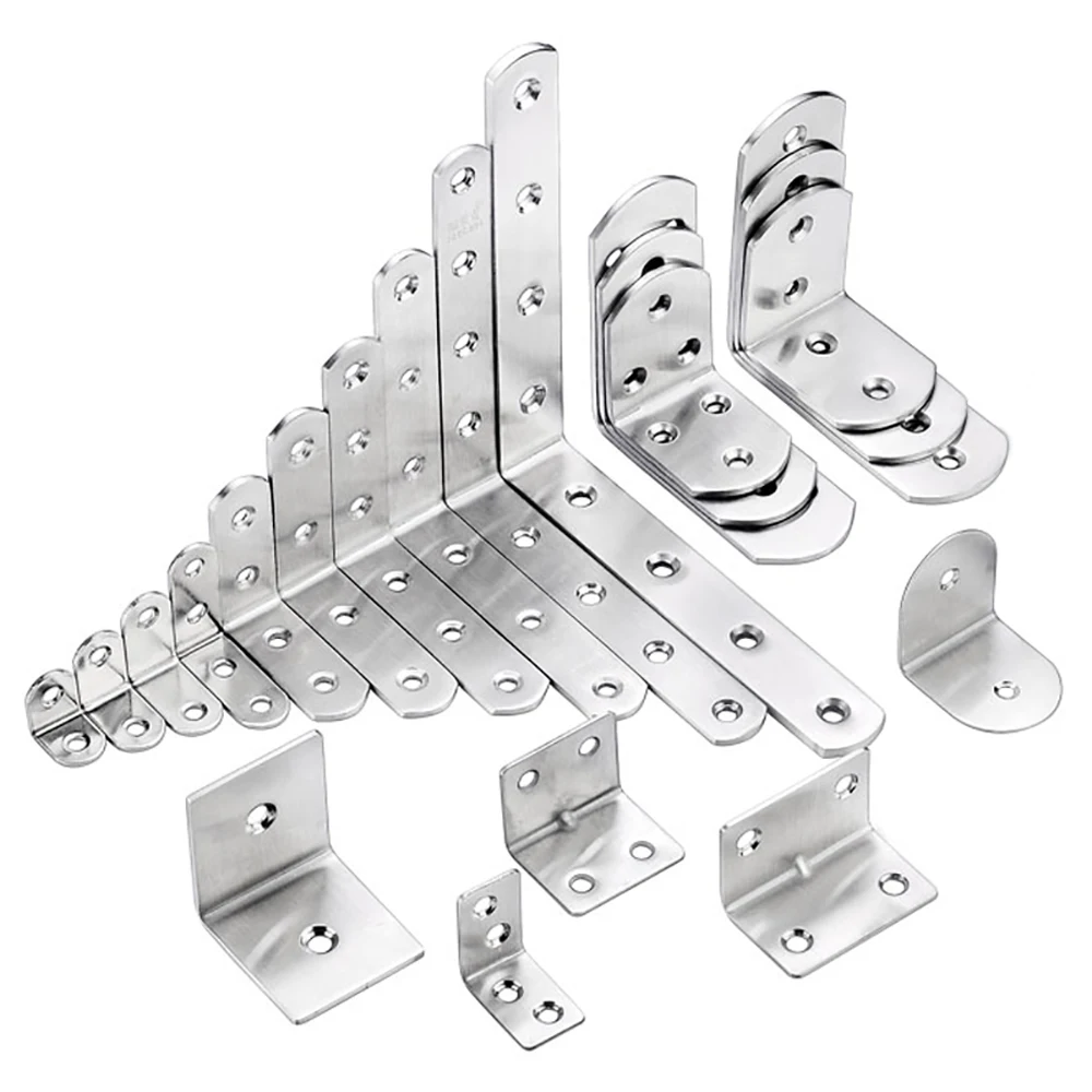 90 Degree Angle Corner Brackets Stainless Steel Corner Brace Fastener Wall Brackets Hanger for Shelves, Table, Chair