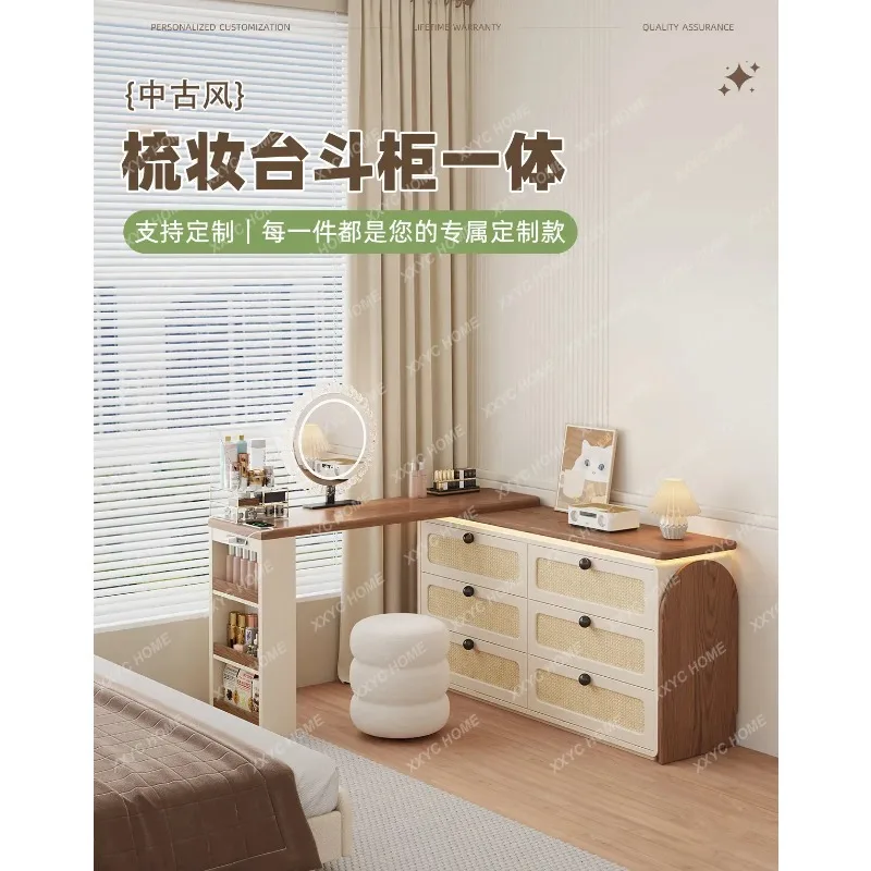 X Extension Dressing Table Brown Organizers Wooden Beauty Salon Vanity Desk Drawers Storage