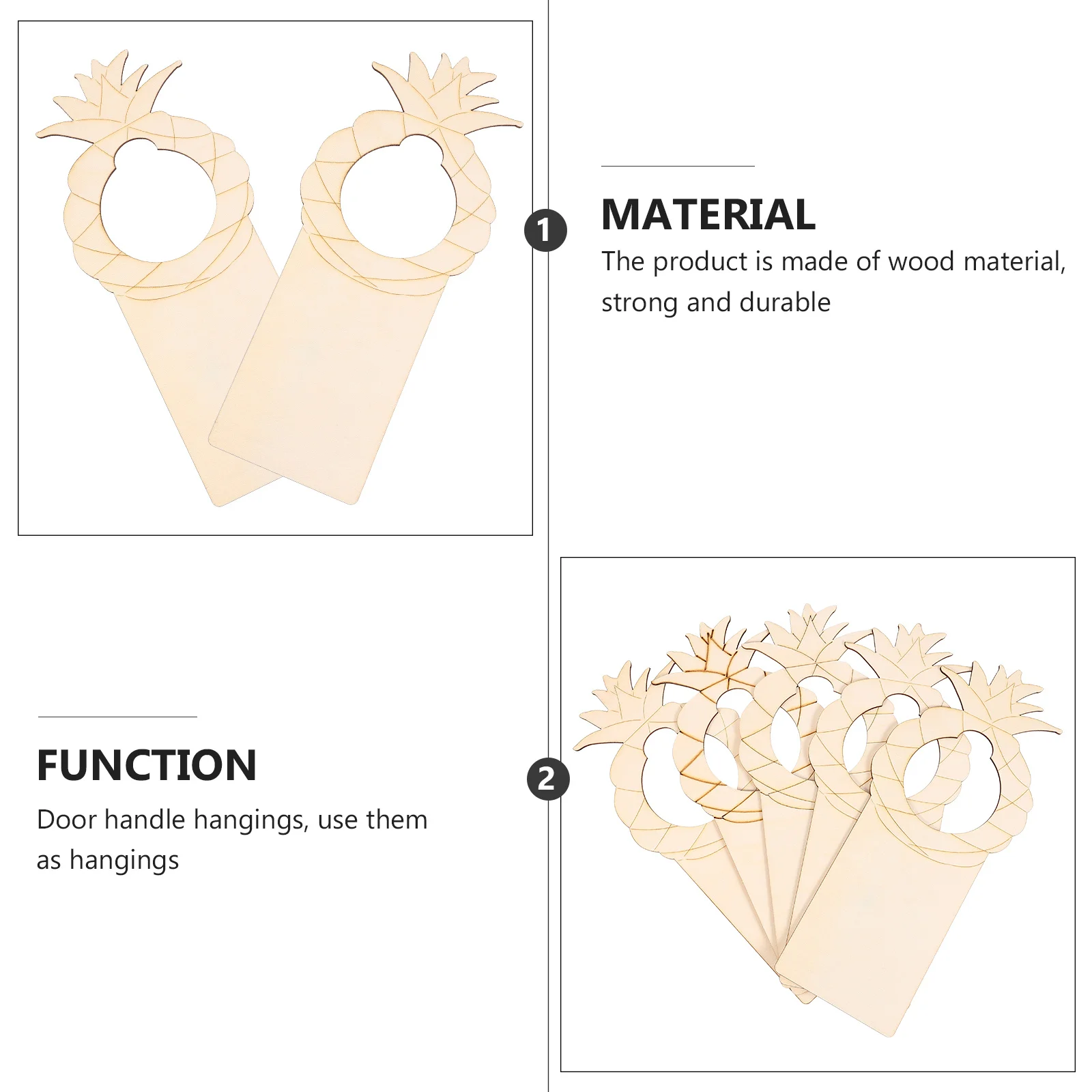 

5pcs Pineapple Hanging Ornament Wood Door Decor For Door Knob Window Handle Diy Party Supplies Doorknob Decoration Craft Tools