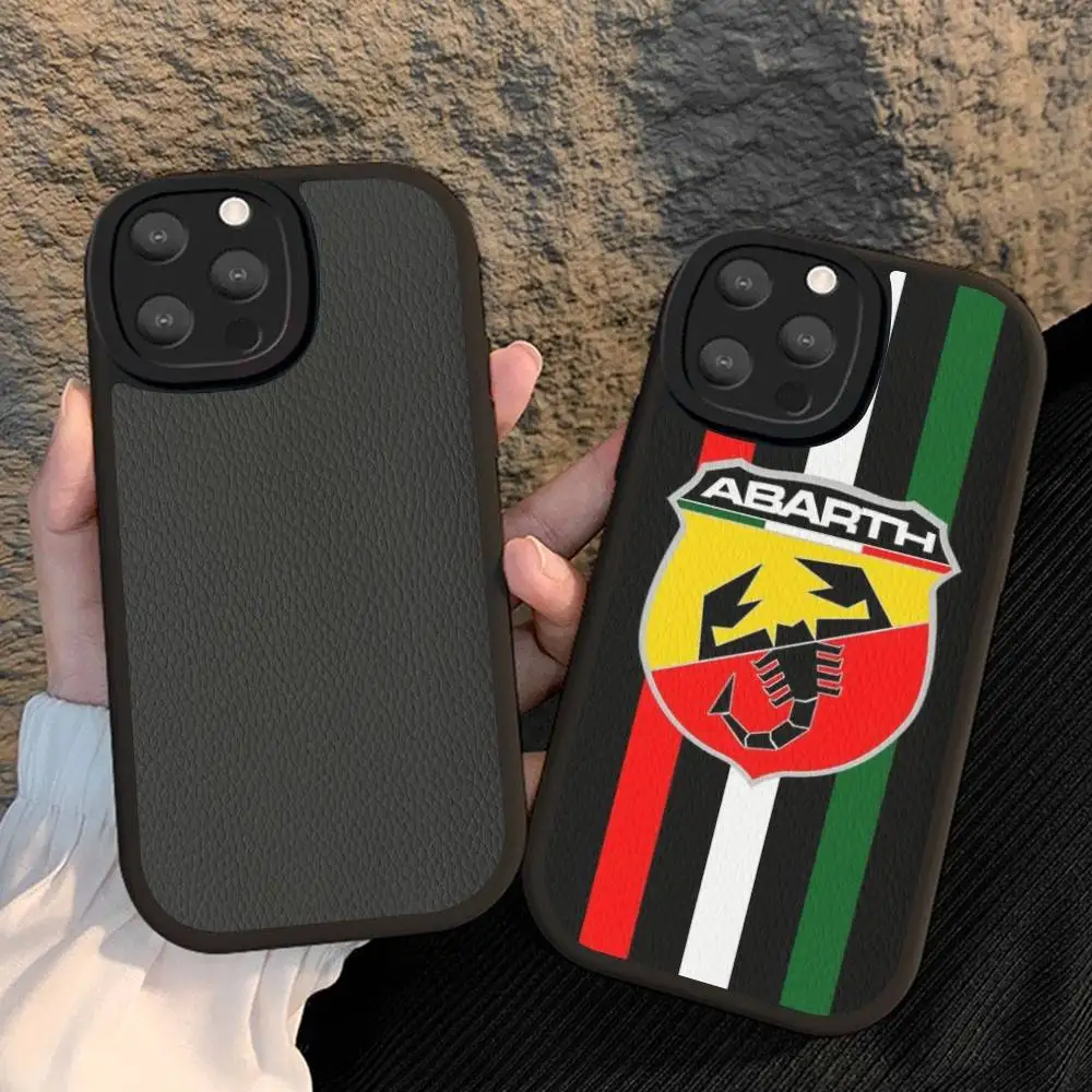 

A-Abarth LOGO Phone Case For IPhone 16 15 14 13 12 11 Pro Max Plus Leather Cover